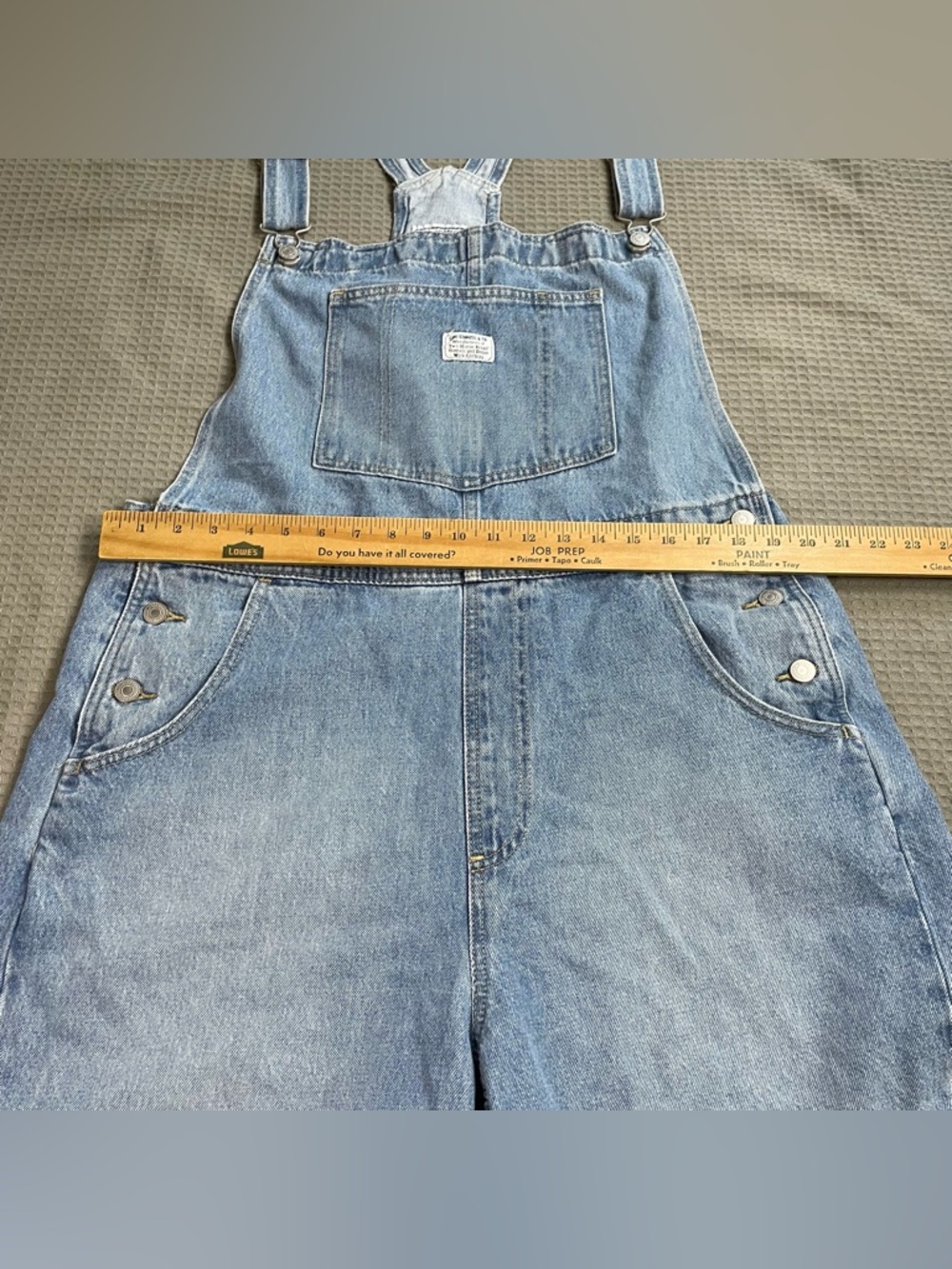 New Levi’s Shortalls Short Overalls XL Women’s Light Wash Vintage Style - Picture 7 of 10